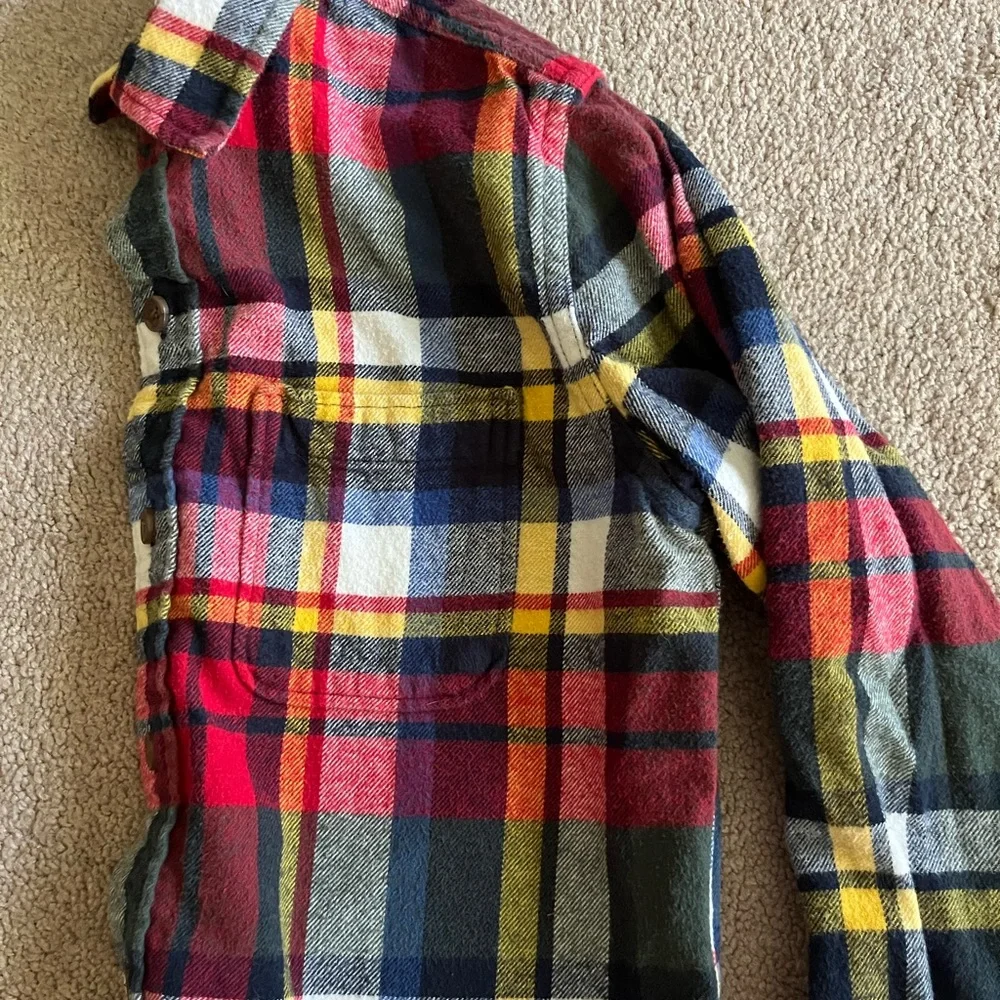 GAP Men's Red, Yellow & Navy Plaid Button-Down Shirt